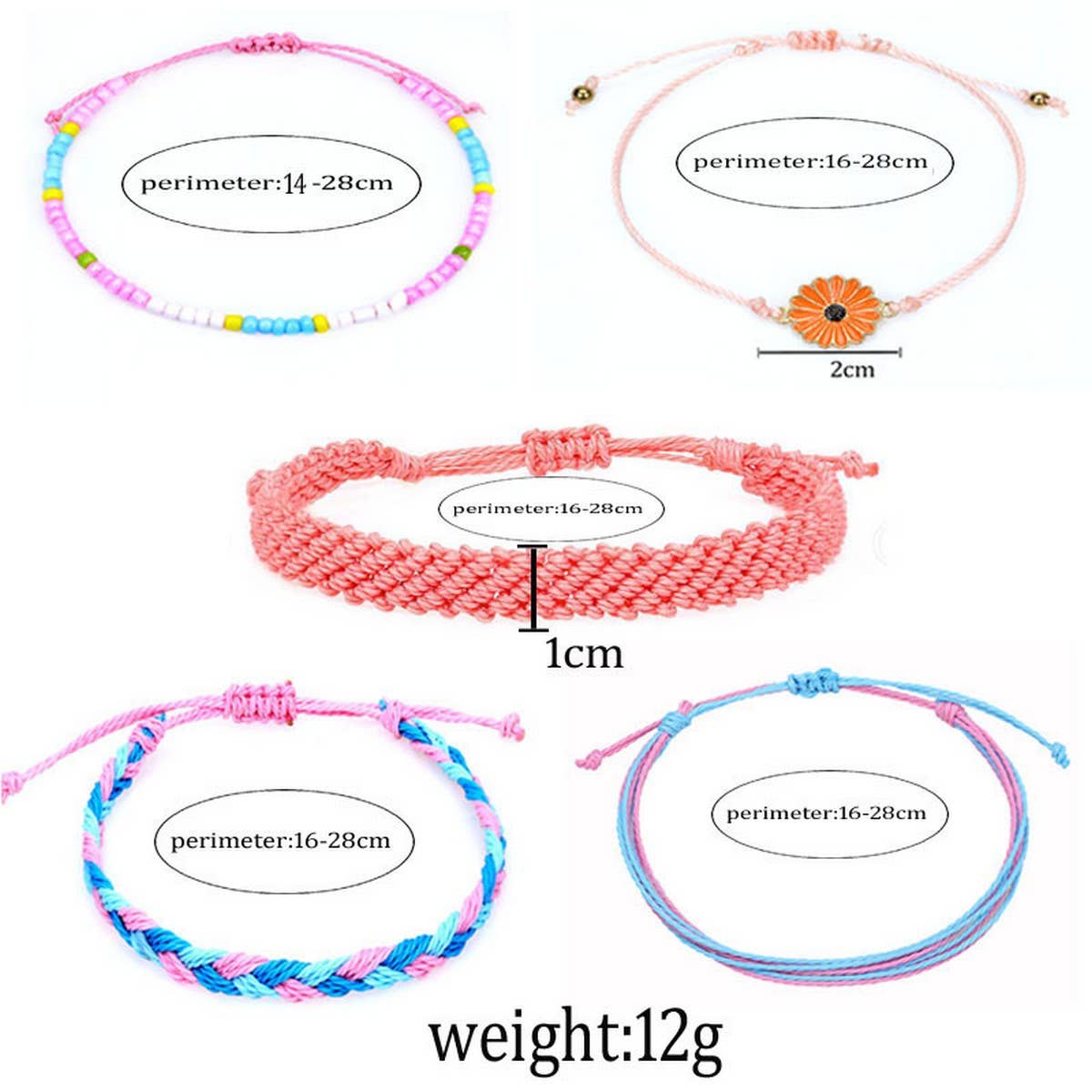 SUNFLOWER DAISY MIXED COLOR WOVEN BRACELET