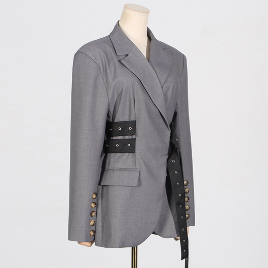 Chic Side Tie Waist Blazer with Long Sleeves