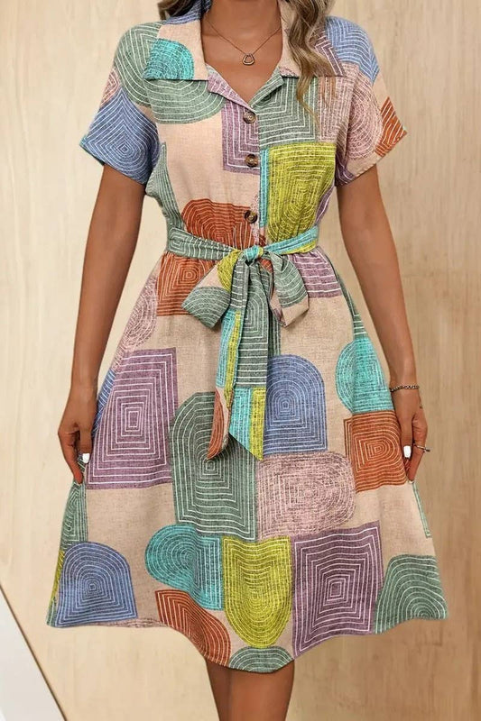 CWDMD5593_SUMMER FASHION GEOMETRIC PRINT DRESS