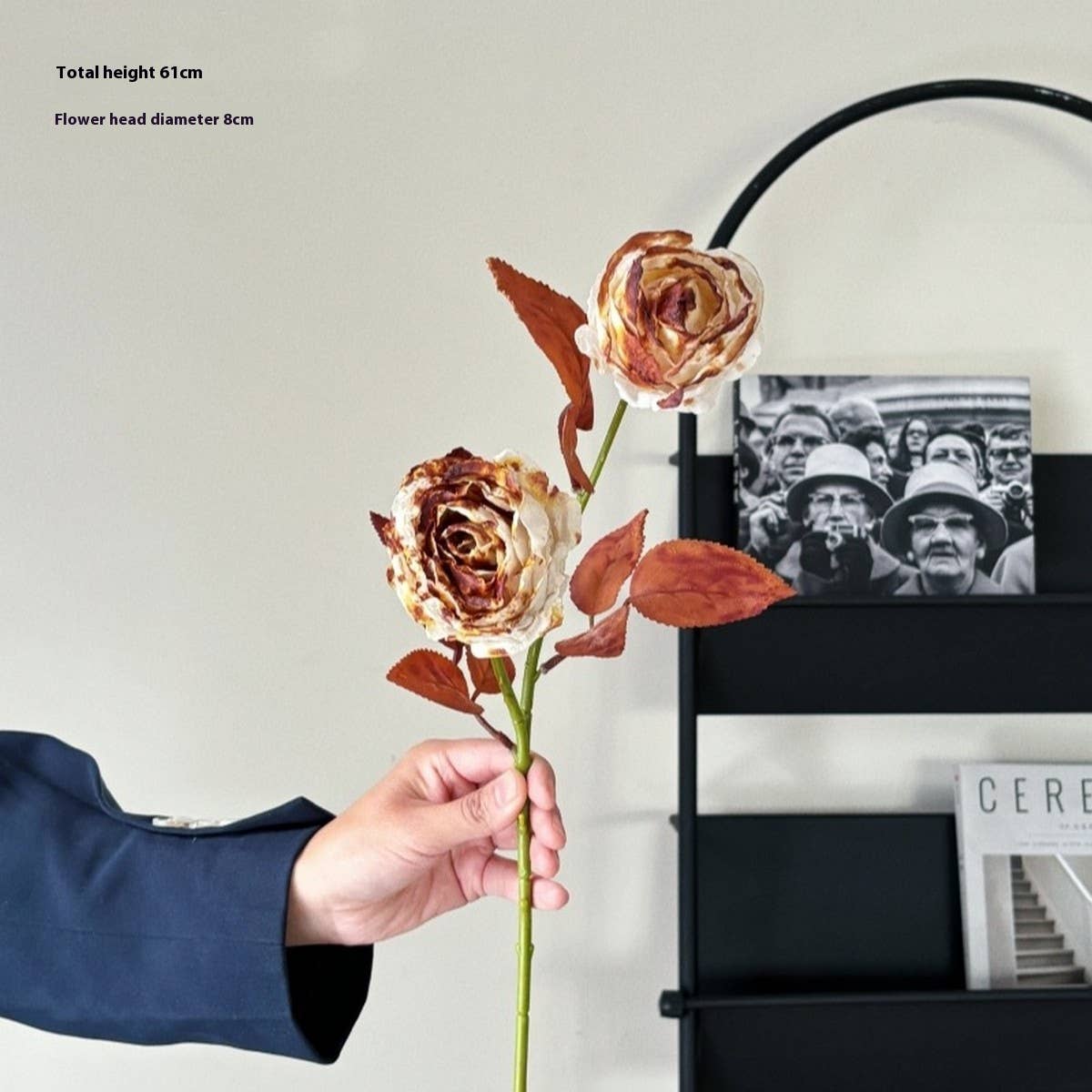 Vintage Ink-Styled Rose Bouquet with Dry Leaves