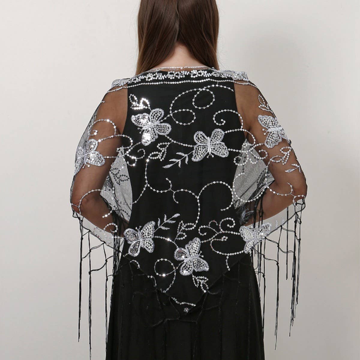 HOLLOW LACE TASSEL BUTTERFLY TRIANGLE SCARF SHAWL
