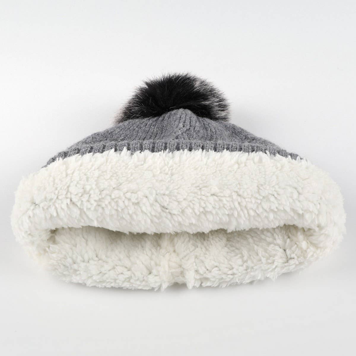 WINTER DOUBLE PLUSH BALL KNITTED HAT FOR WOMEN_CWAH2456