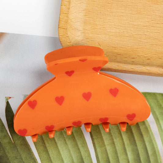 Mini Heart Acrylic Hair Claw,Creative Print Clip_CWAHA0678
