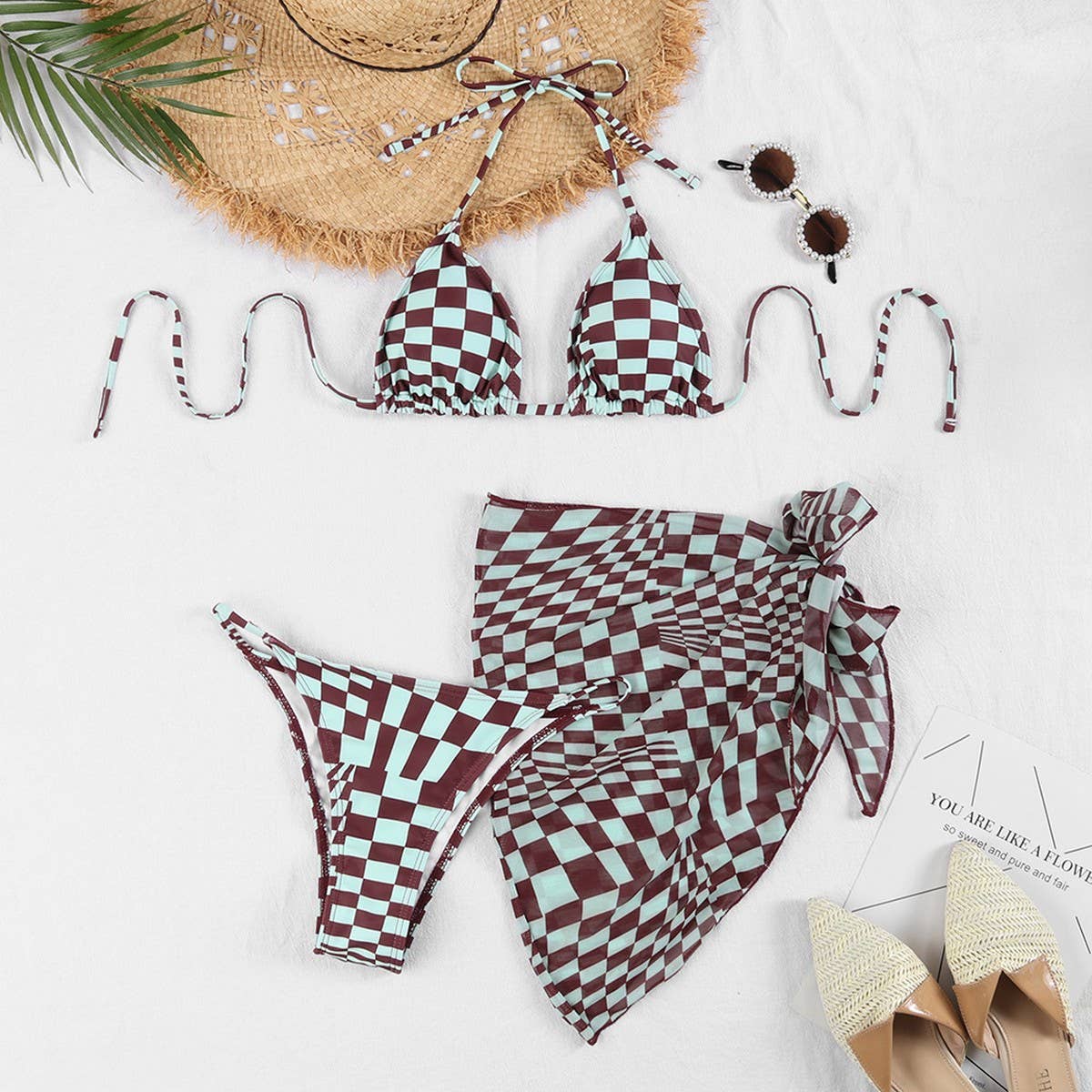 PRINTED PUSH-UP SEXY BIKINI THREE-PIECE SWIMSUIT_CWMW0727