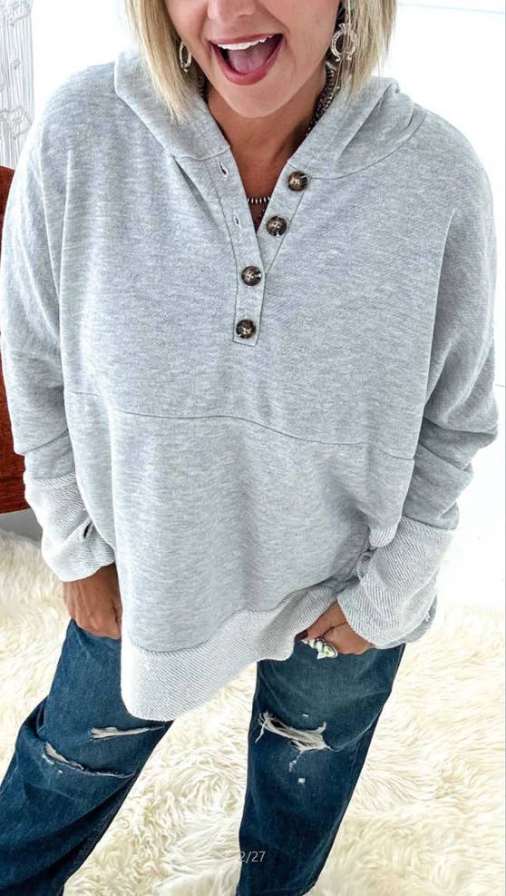 HOODED LOOSE SINGLE-BREASTED HOODIE