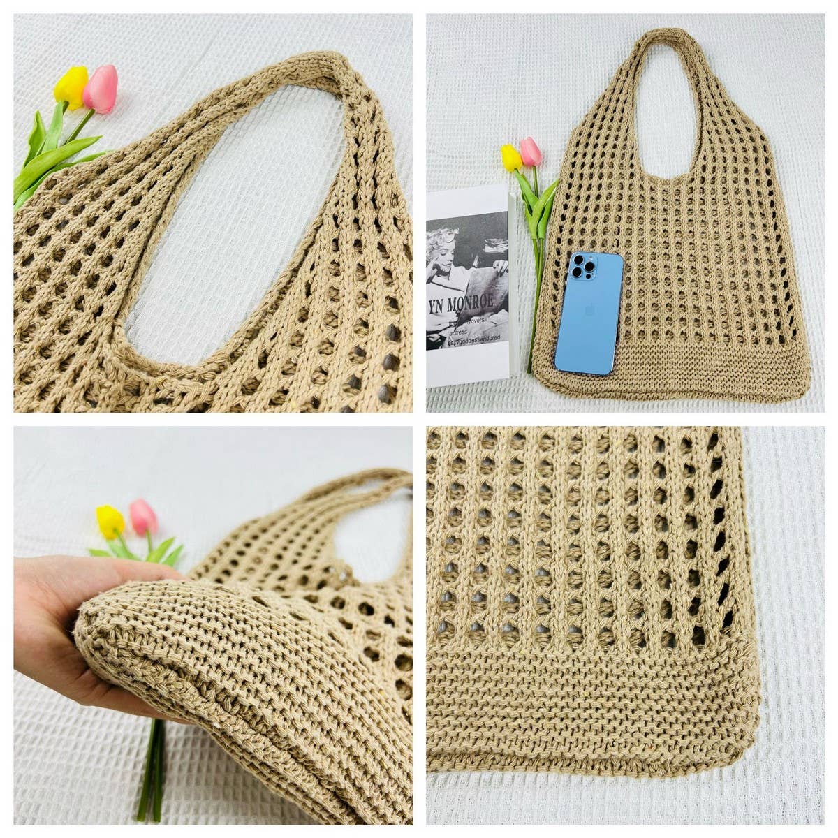 CWAB1953_KNITTED HOLLOWED OUT TOTE BAG
