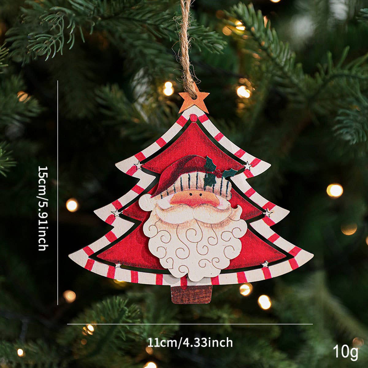 Rustic Wood Christmas Tree Santa Snowman Decor