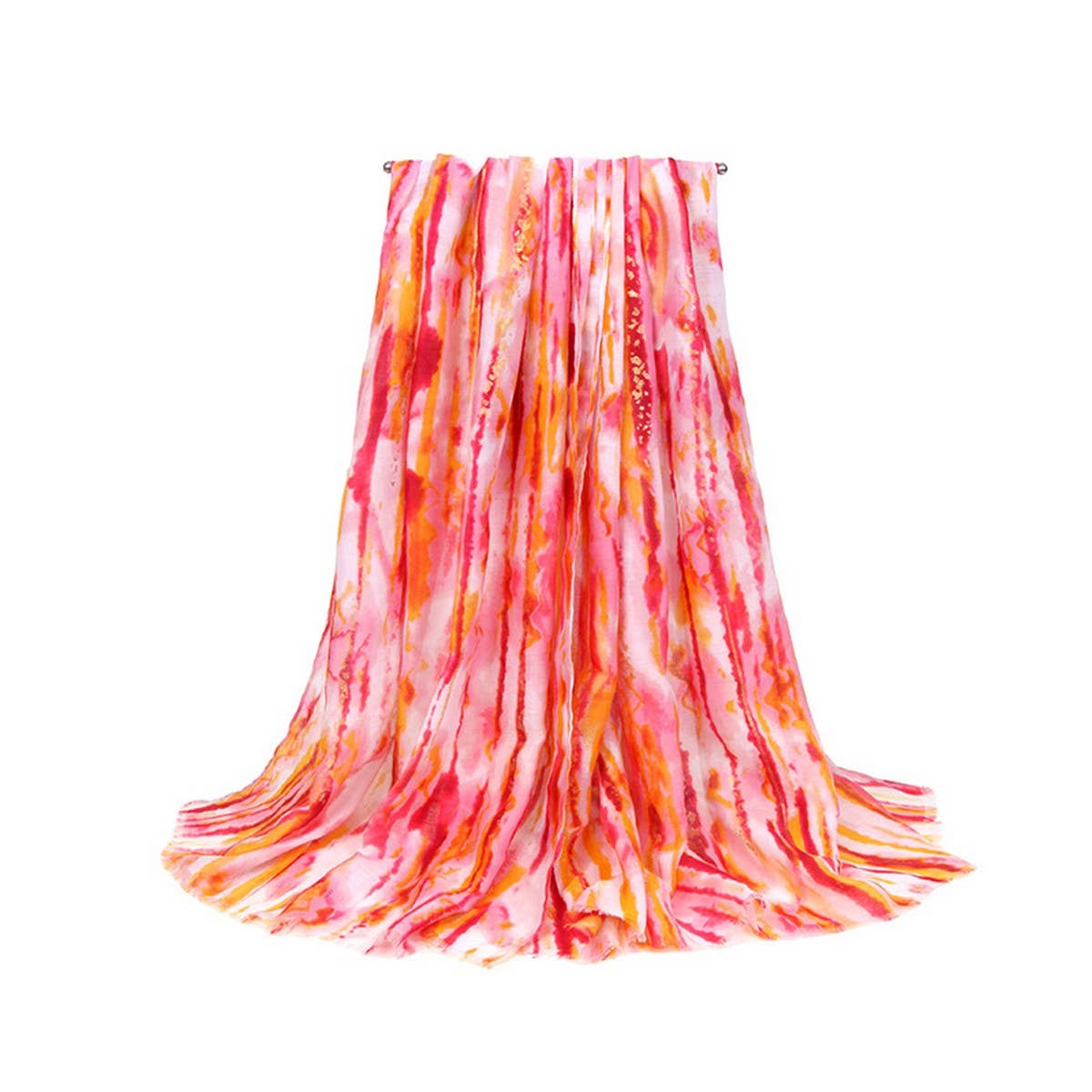 Color Line Print Scarf ? Gold Accent Beach Wrap