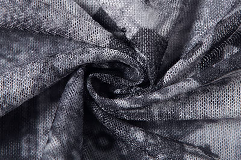 FASHION SLIM-FIT NEWSPAPER PRINT SEE-THROUGH TOP