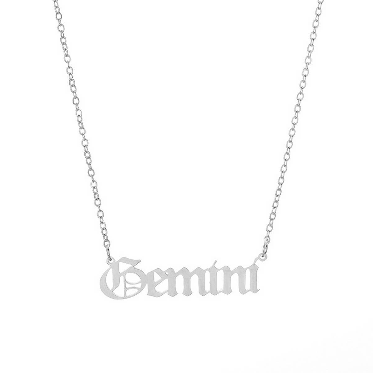 STAINLESS STEEL ZODIAC PENDANT CLAVICLE NECKLACE_CWMM2719