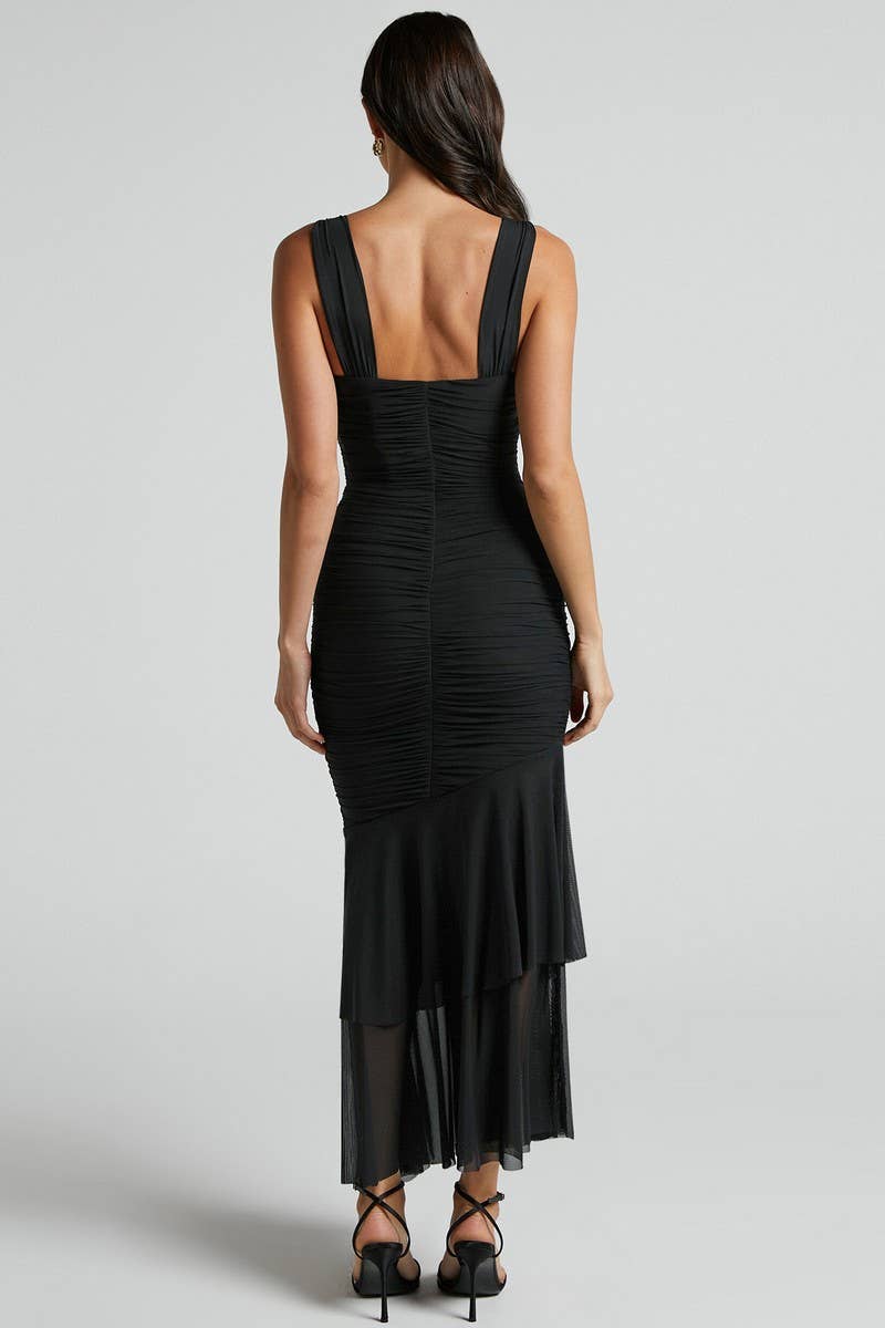 CWDMD4796_SUSPENDER DOUBLE-LAYER MESH SPLICING DRESS