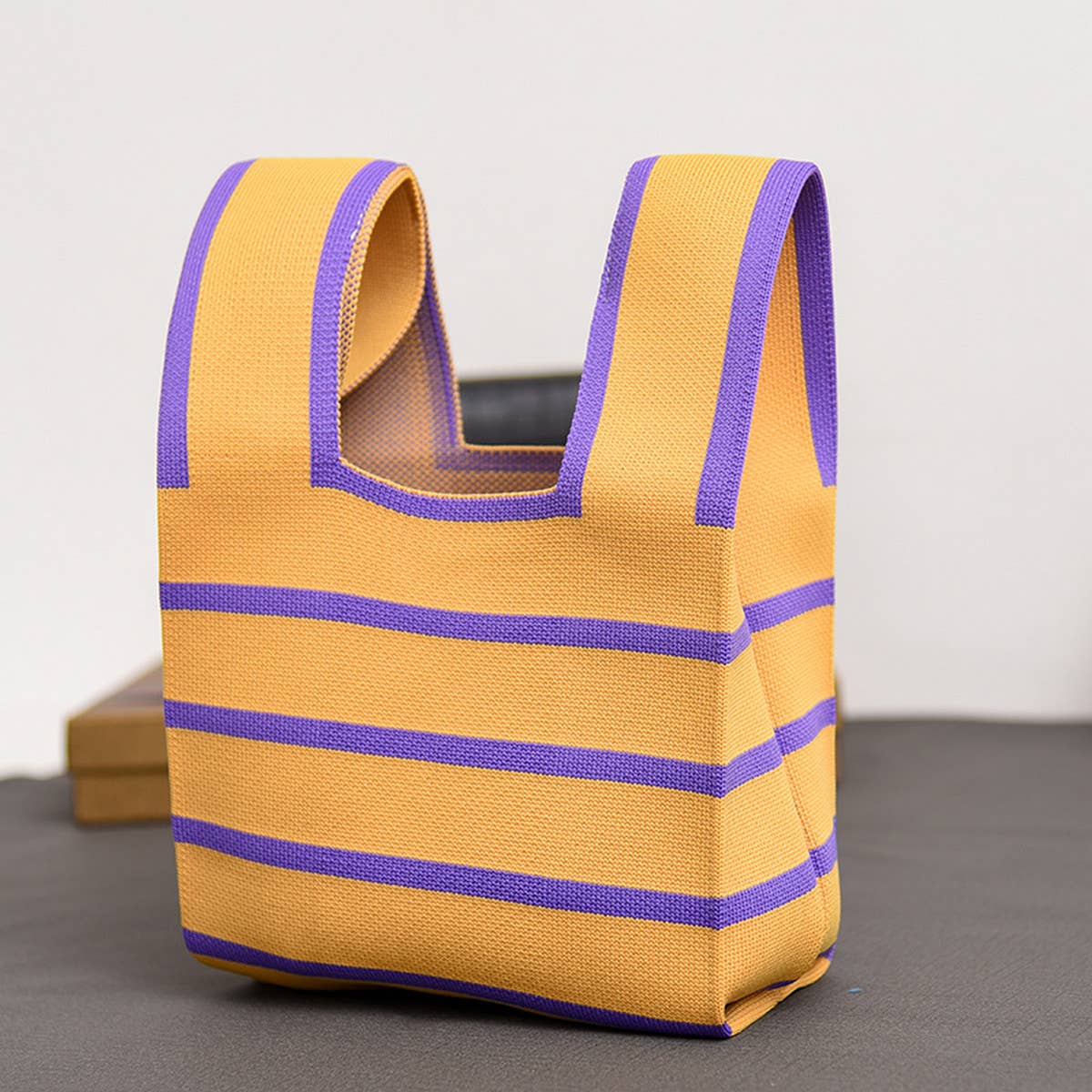 COW PATTERN CUTE KNOT WRISTLET KNITTED TOTE BAG_CWAB0880