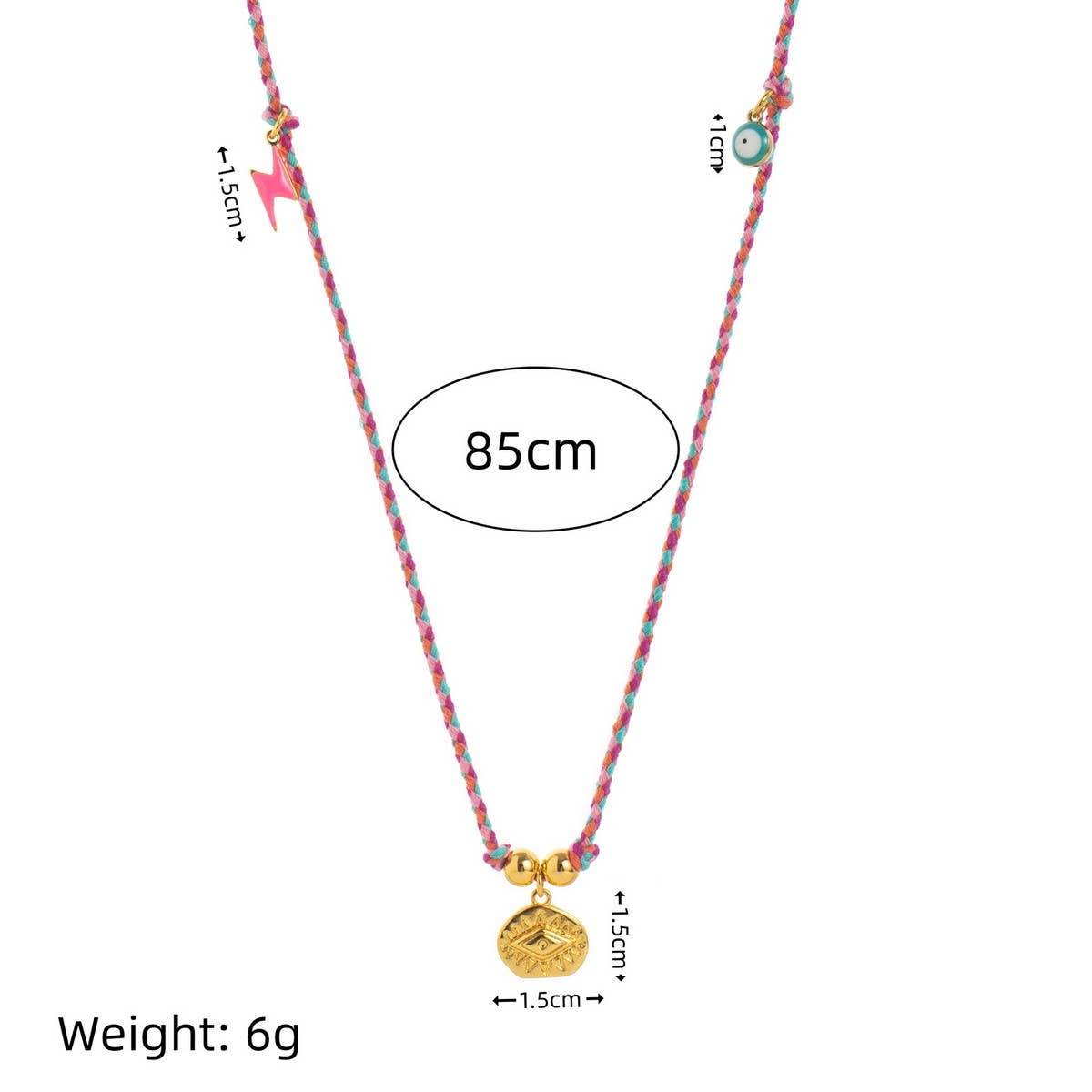 Evil Eye Charm Choker ??Colorful Cotton Pendant_CWMM6968