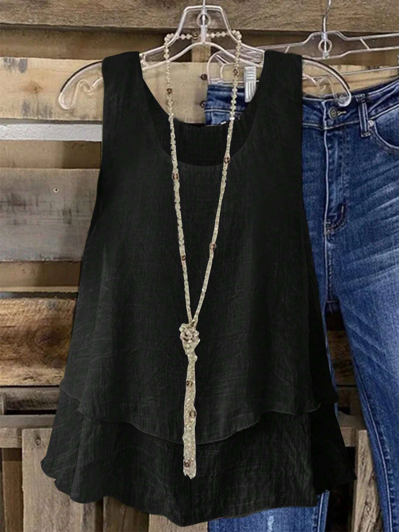 Top top halter sleeveless double cake tail tee