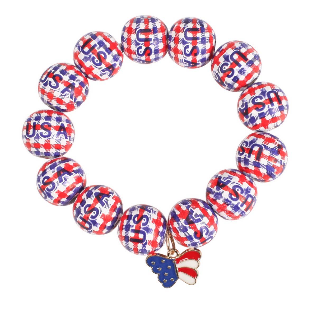 CWAJE05717_WOOD BEADED USA FLAG PATRIOTIC STRETCH BRACELET