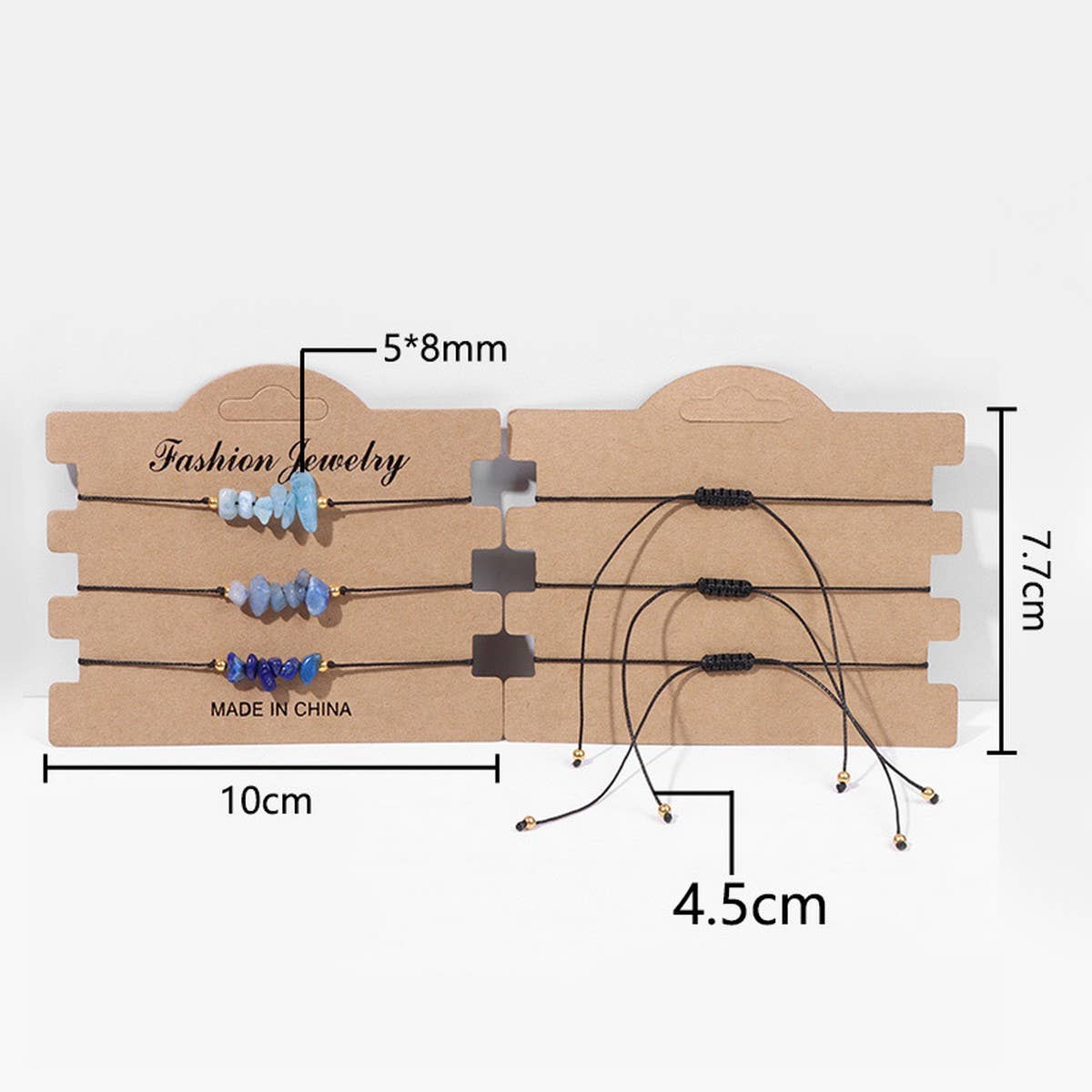 CRUSHED STONE TRIO BRAIDED BRACELET