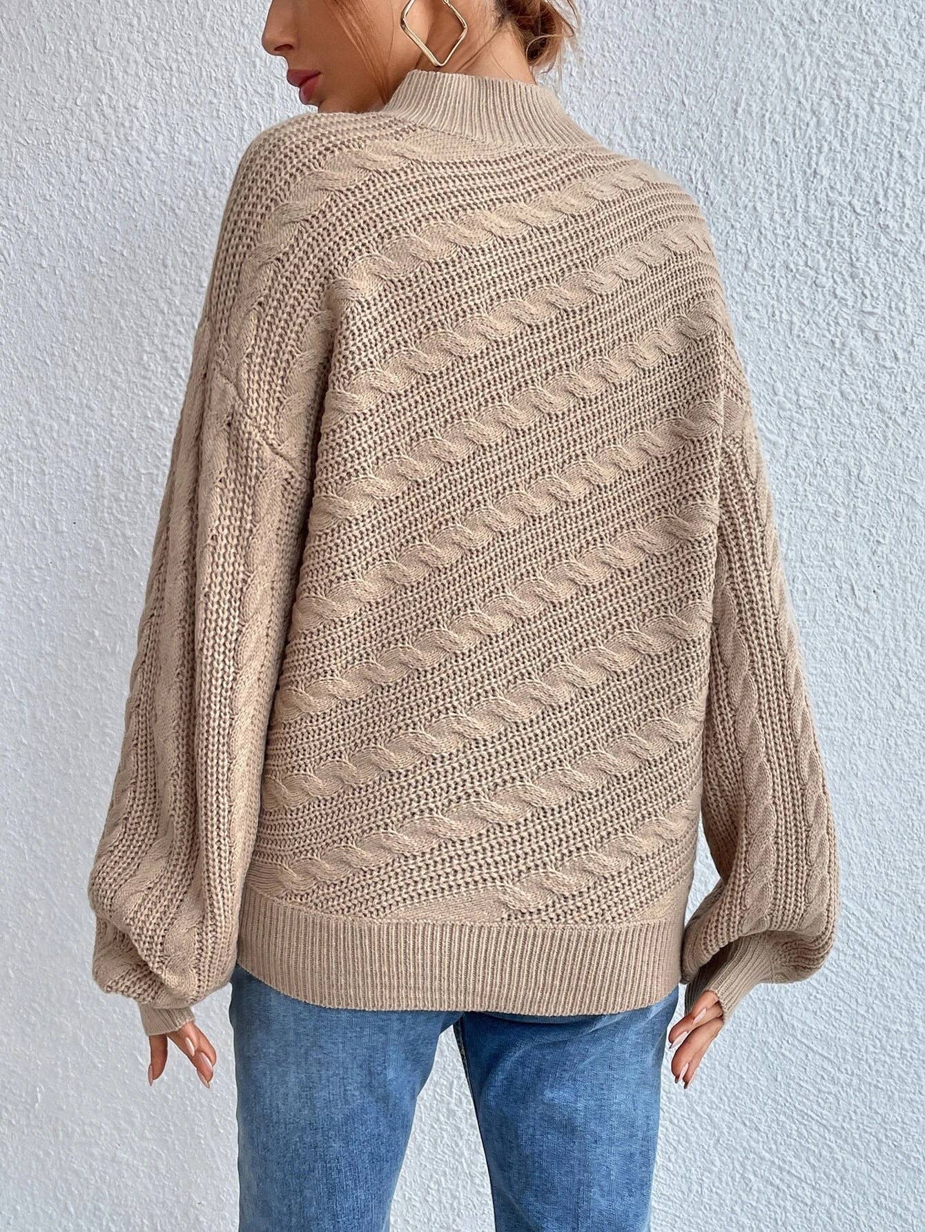 SOLID COLOR LOOSE CREW NECK PULLOVER SWEATER