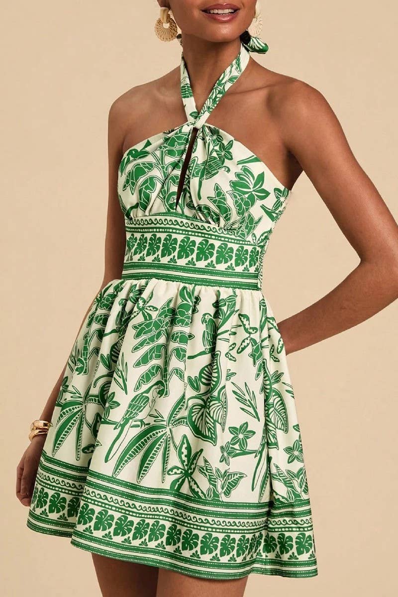 CWDHL01112_RETRO CORSETED FLORAL HALTER DRESS