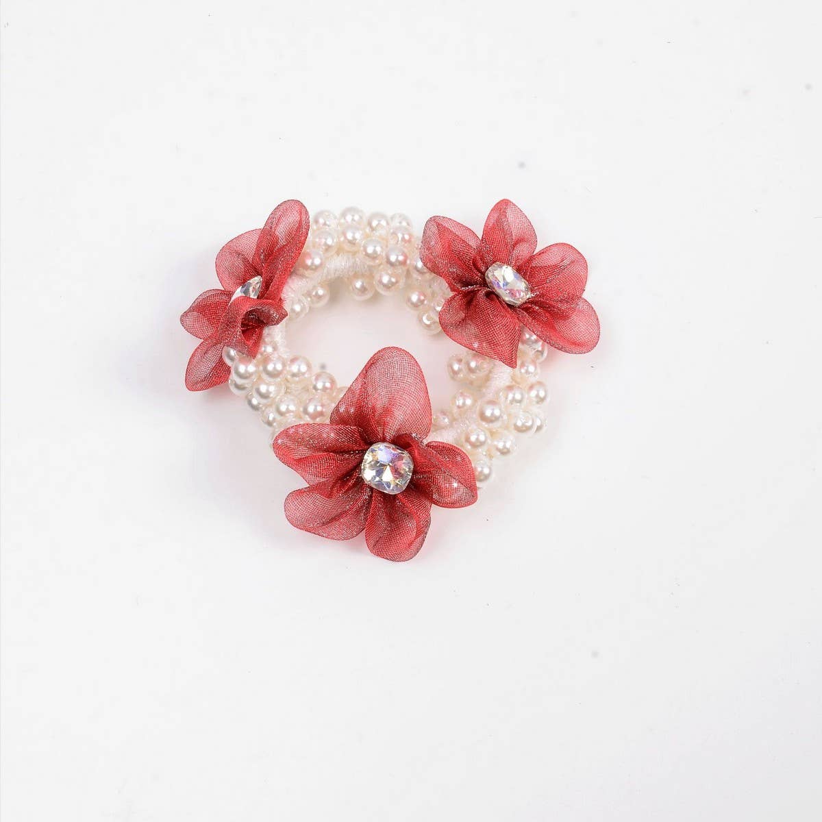 Elegant Pearl Organza Hair Tie for Women