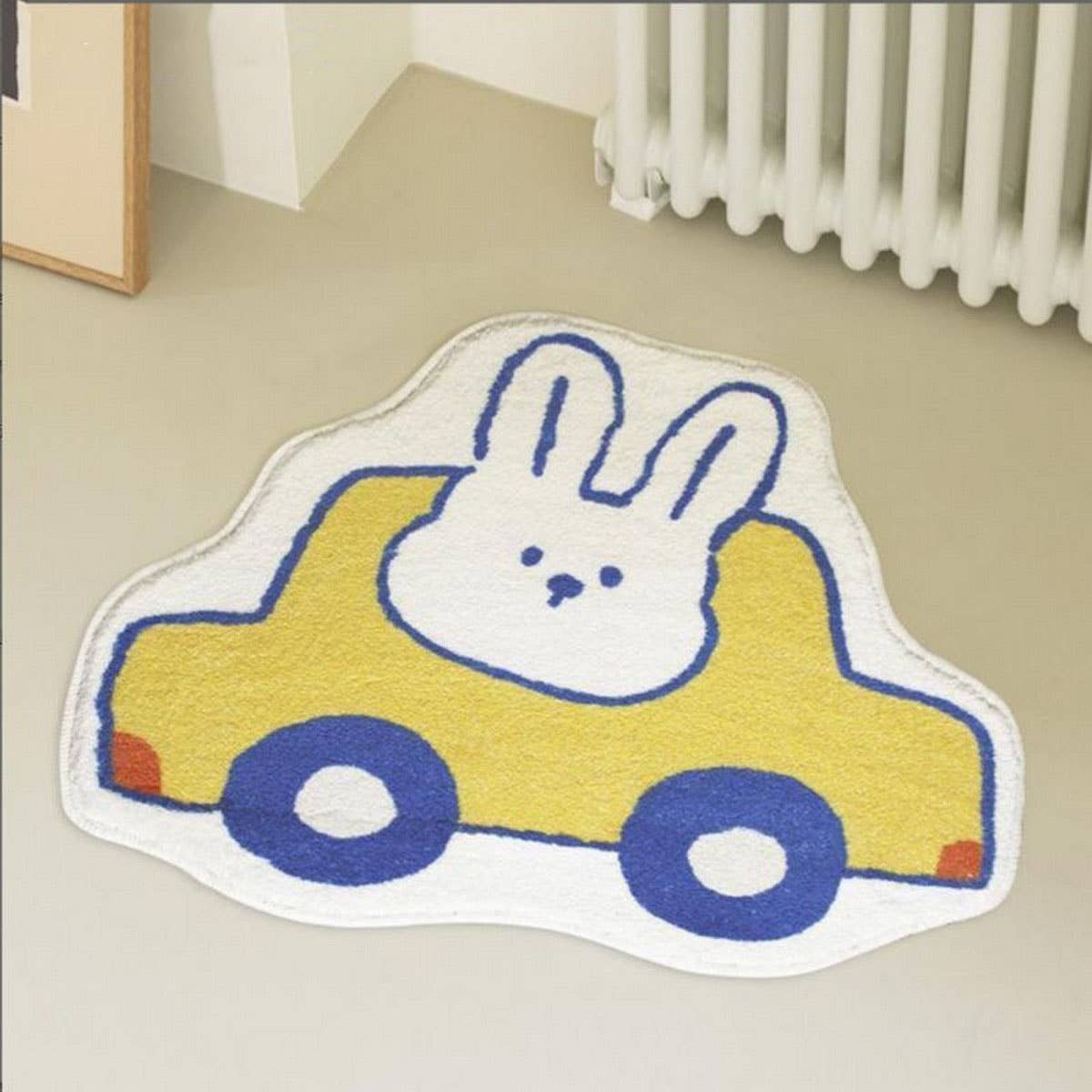 Cute Rabbit Bath Mat, Plush Absorbent Non-Slip Rug