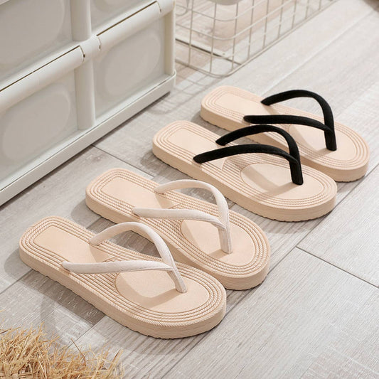 CASUAL EMBOSSED FLAT HEEL THONG SANDALS_CWSHS0719