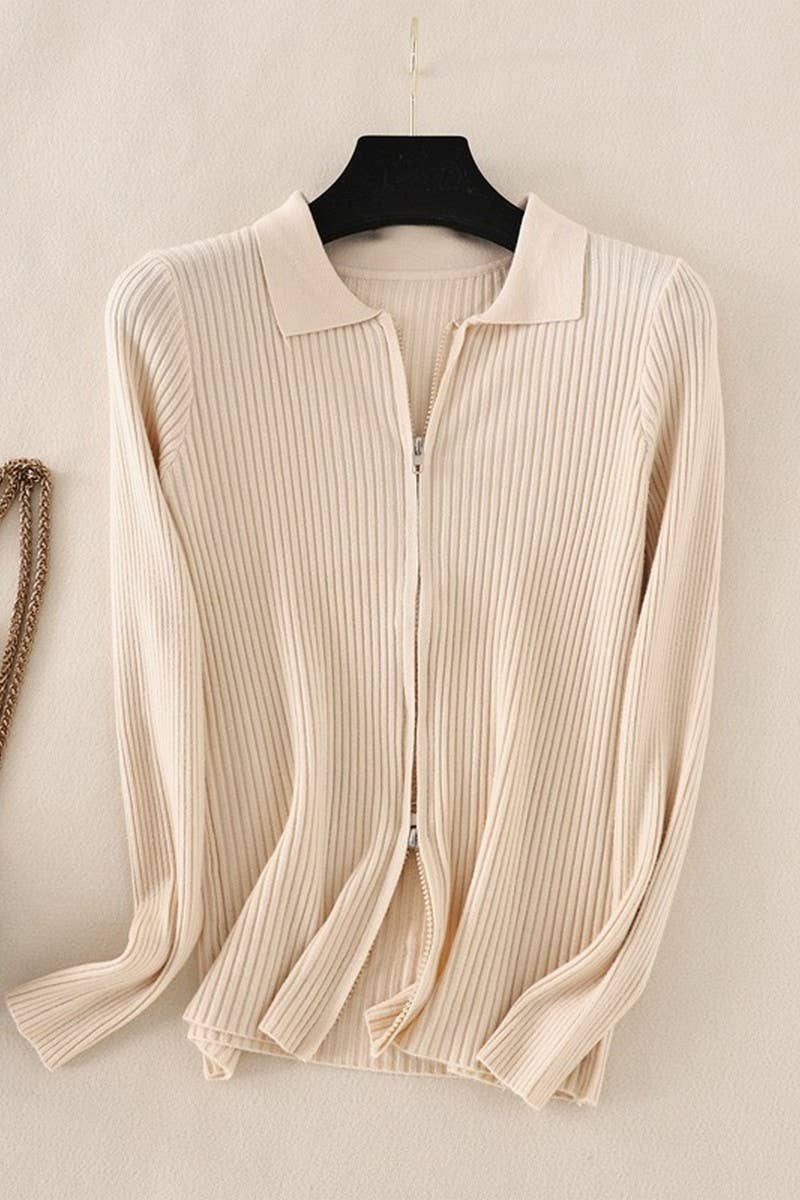 CWOSWL07283_SOLID SLIM KNIT LONG SLEEVE POLO TOP