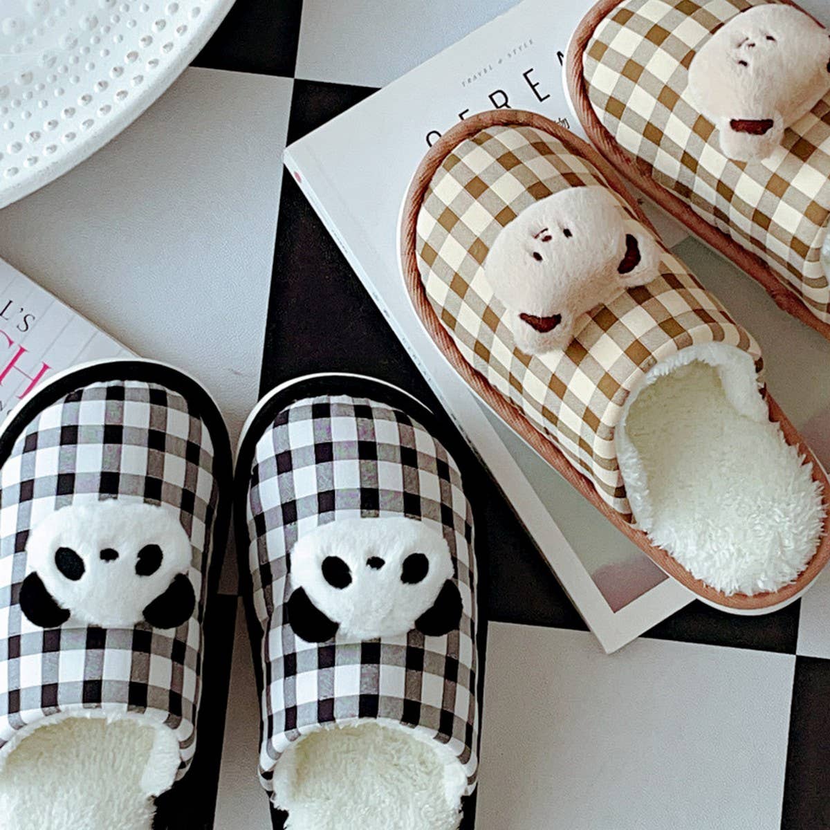 CUTE PANDA COTTON NON-SLIP SLIPPERS FOR WOMEN