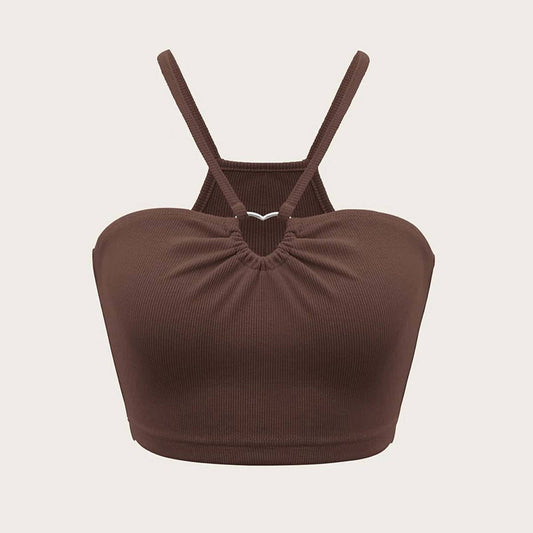 Ultra short love loop vest with halter topper