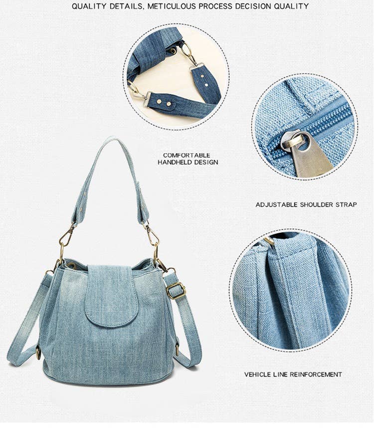 Denim multi-layered crossbody bag