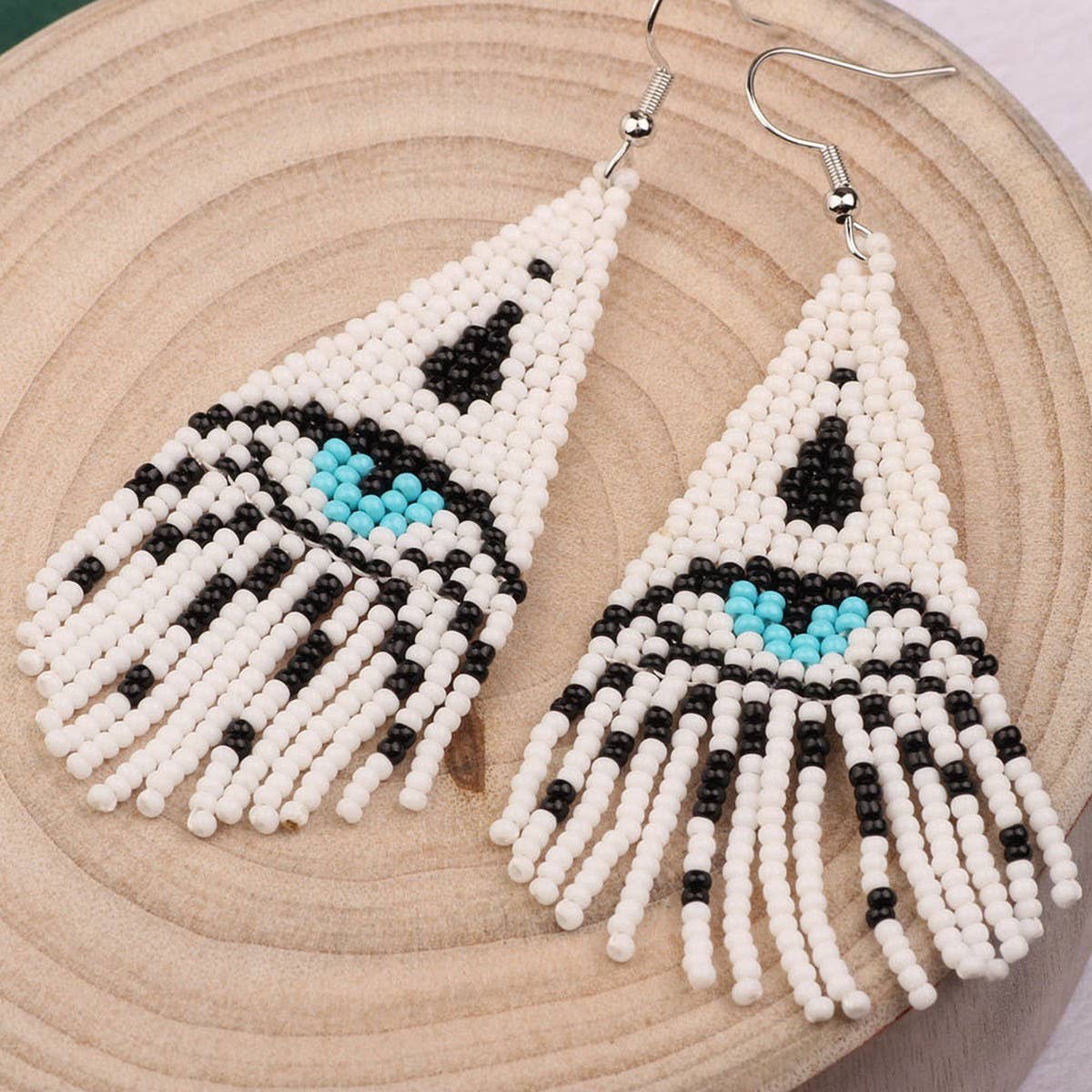 WESTERN DEVIL'S EYE BRAIDED TASSEL EARRINGS