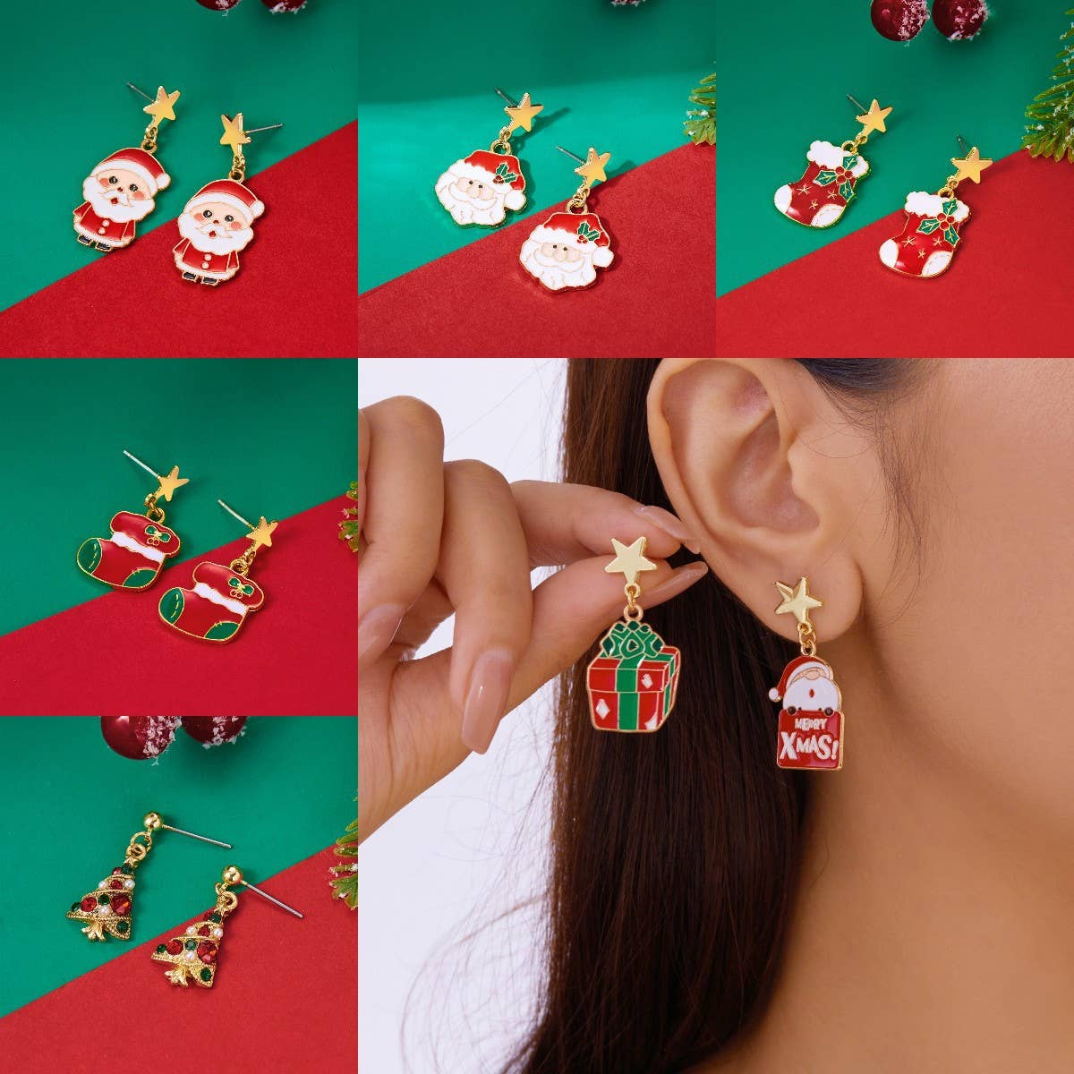 NEW CHRISTMAS BELL ASYMMETRICAL EARRINGS
