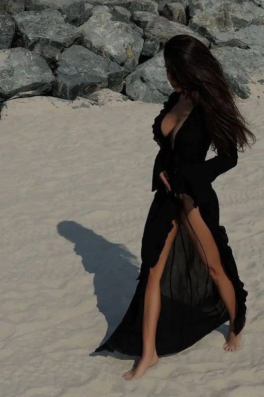 CWDMD6398_SUMMER LACE CARDIGAN BEACH BIKINI SEXY DRESS