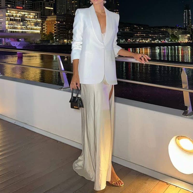 FASHION LONG SLEEVE SOLID COLOR SUIT JACKET