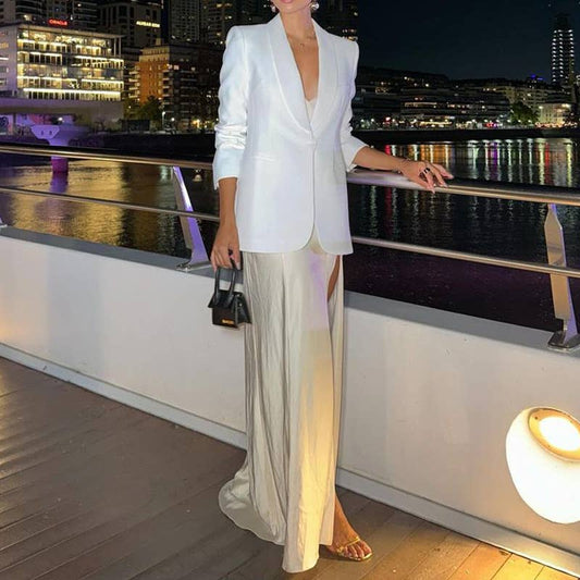 FASHION LONG SLEEVE SOLID COLOR SUIT JACKET