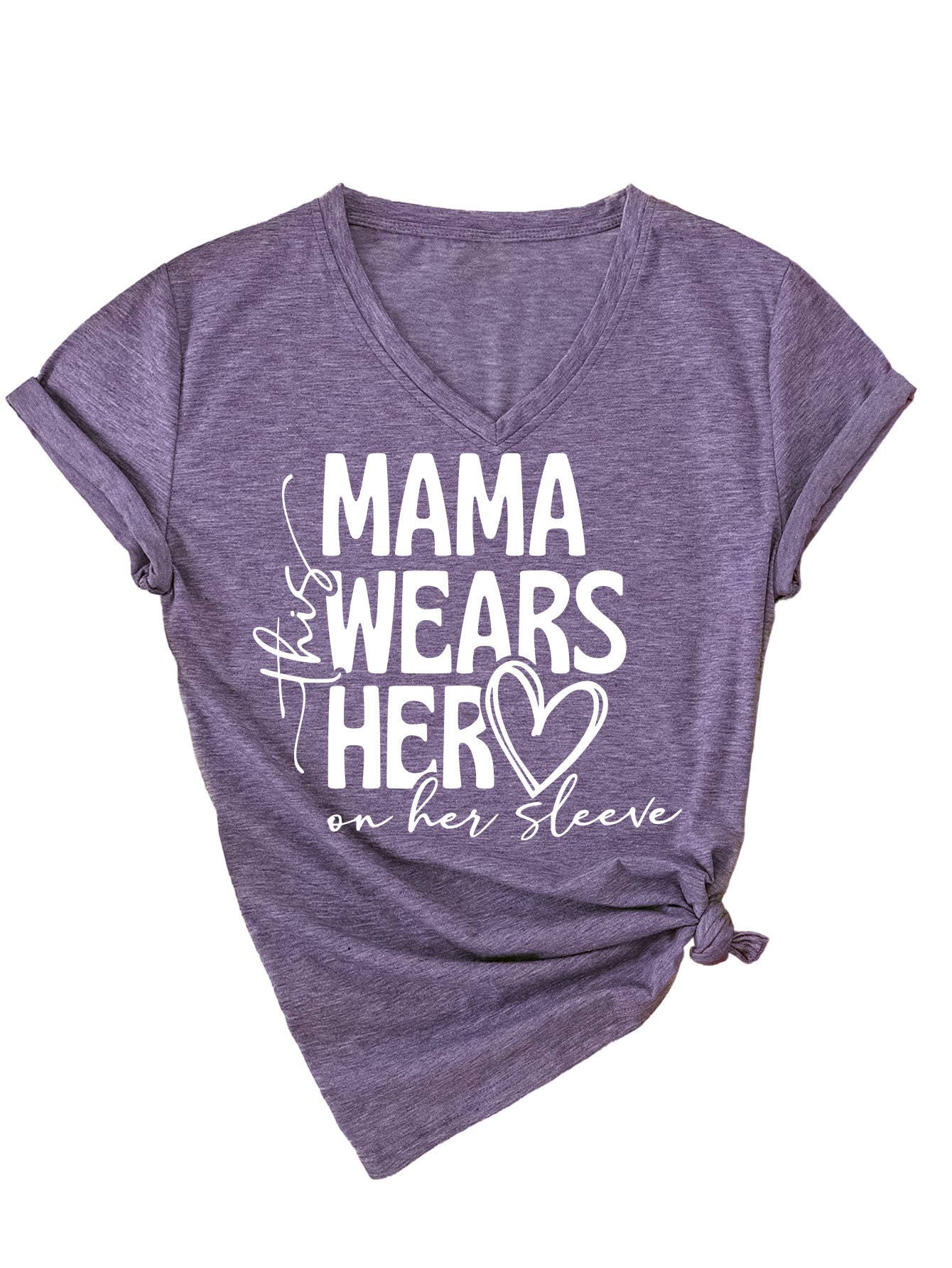 Simple Mother's Day V-neck blouse_CWTBLS0568