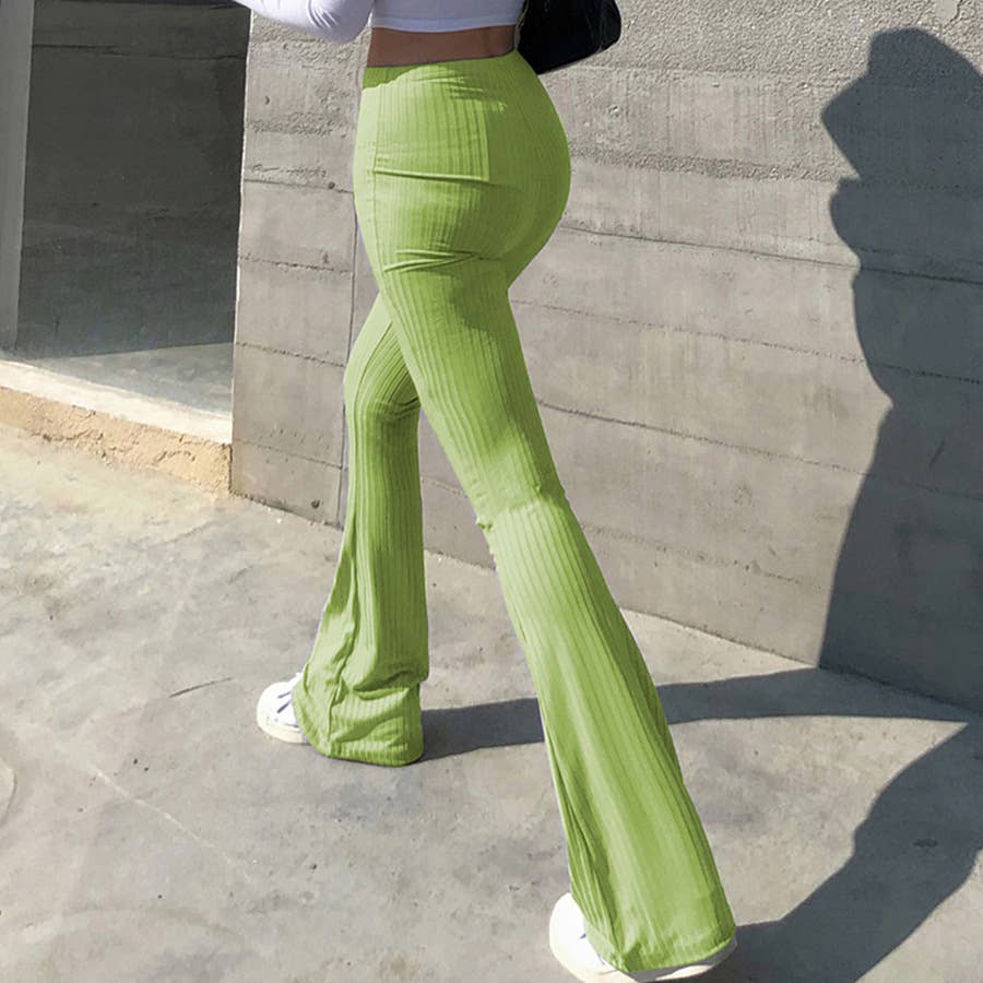 Solid-color high-waisted, form-fitting pants