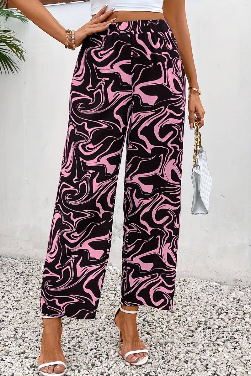 CWBLP2088_MARBLE PRINT HIGH WAIST WIDE LEG PANTS