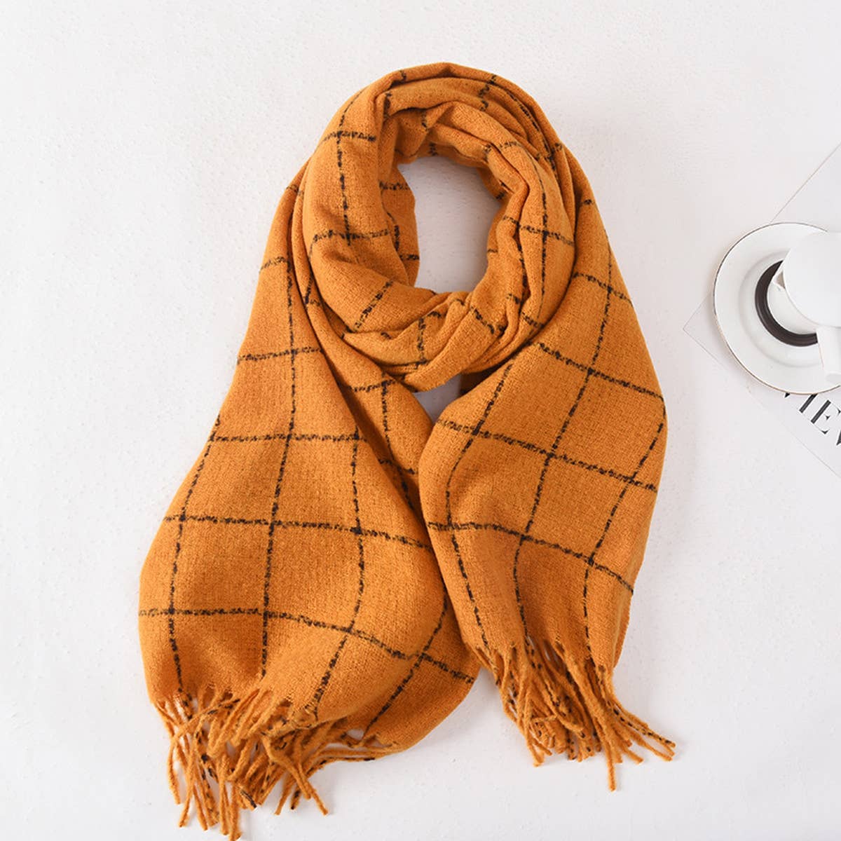 Double-Sided Plaid Scarf for Women - Winter Chic
