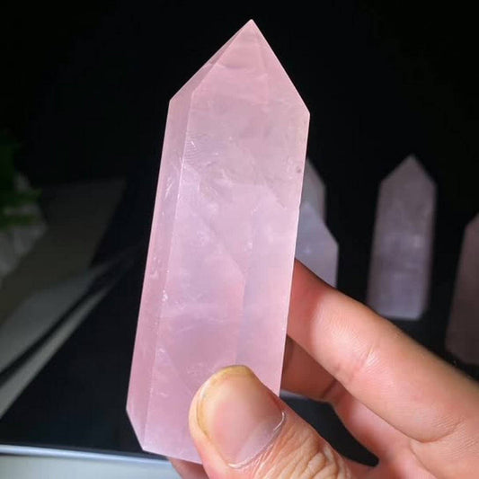 Rose Quartz Crystal Point Hex Tower