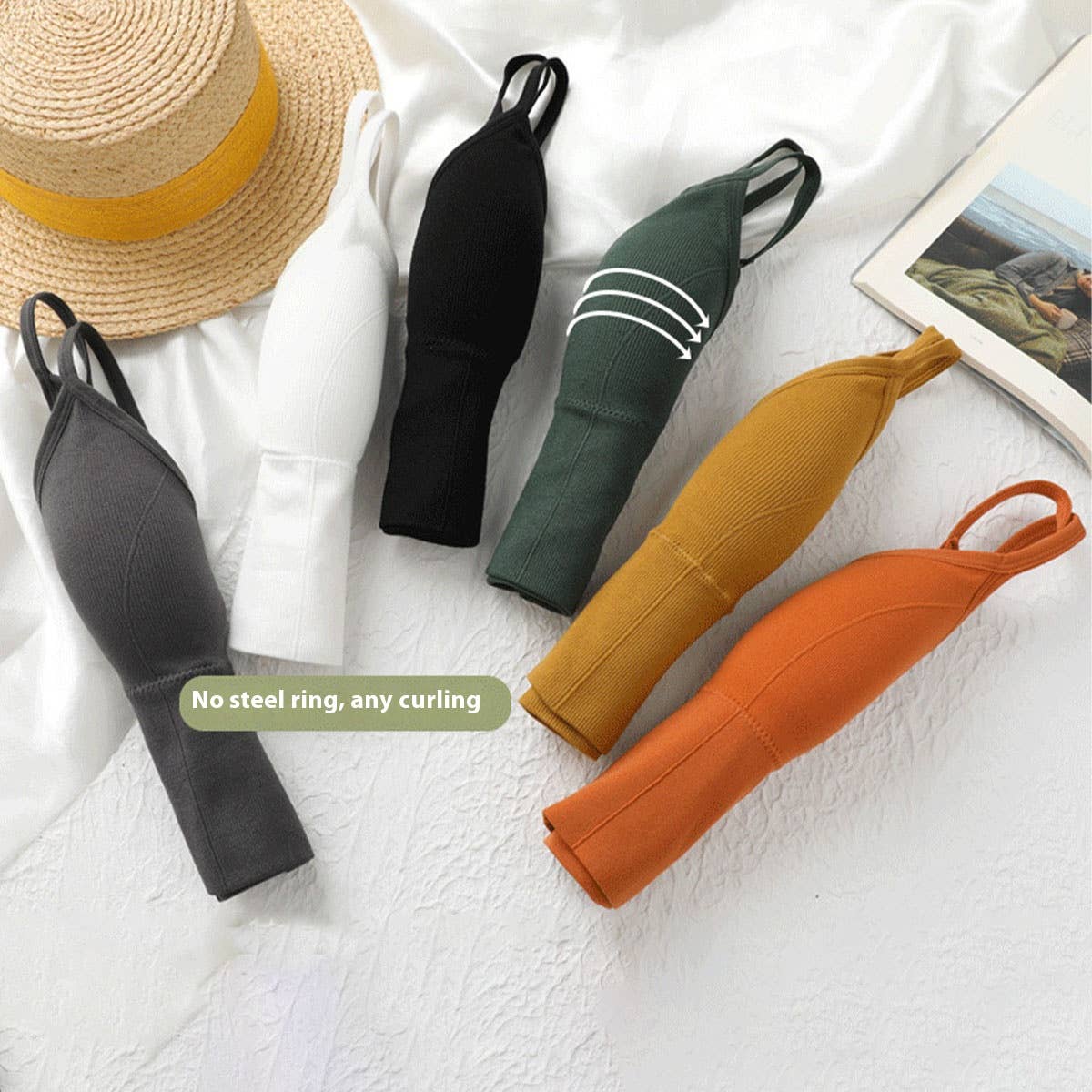 Plain Solid Color Basic Tank Top With Built In Bra_CWTTK0796