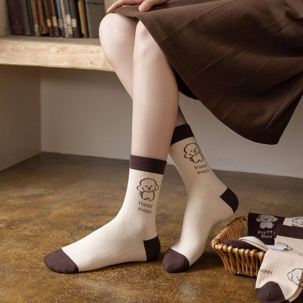 NEW AUTUMN MAILLARD CARTOON CUTE PUPPY SOCKS