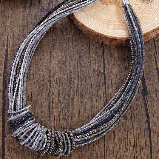 COLORFUL MULTI-LAYERED HANDMADE BEADED NECKLACE