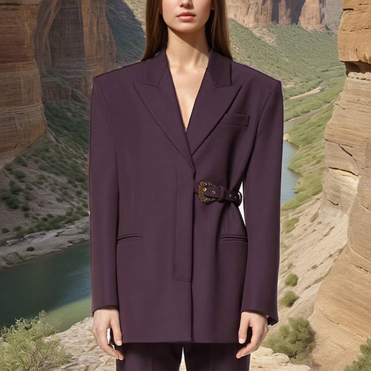 Asymmetric Slim Fit Blazer with Side Detail_CWOCO1250