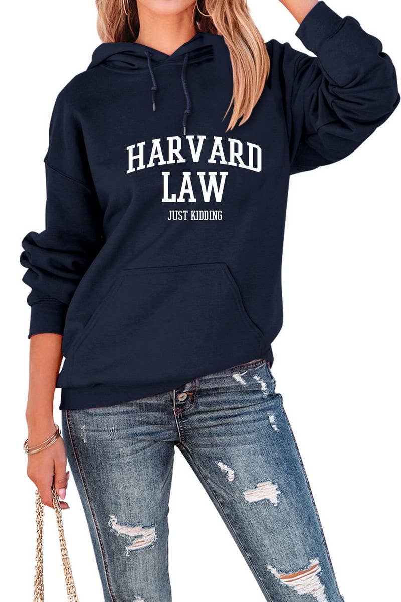 WOMEN HARVARD PRINTING HOODED LONG SWEATSHIRT_CWOHOL0320