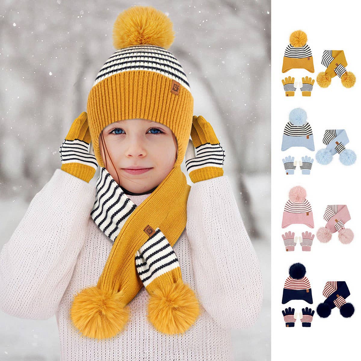 CHILDREN'S WINTER WARM KNITTED THREE-PIECE SUIT
