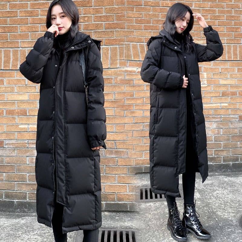 Knee-high loose thick cotton-padded jacket coat