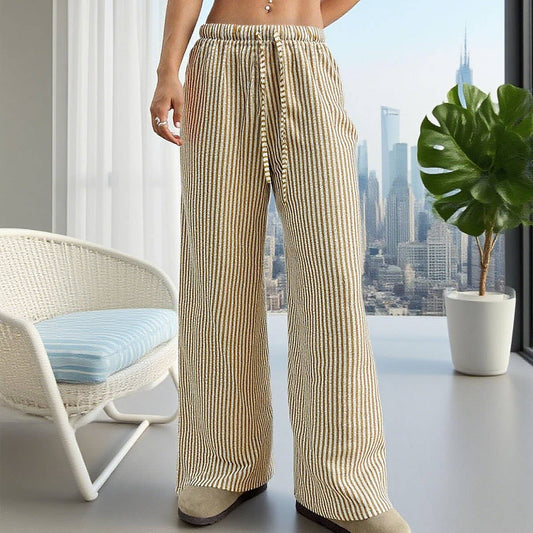Striped loose wide-leg long pants
