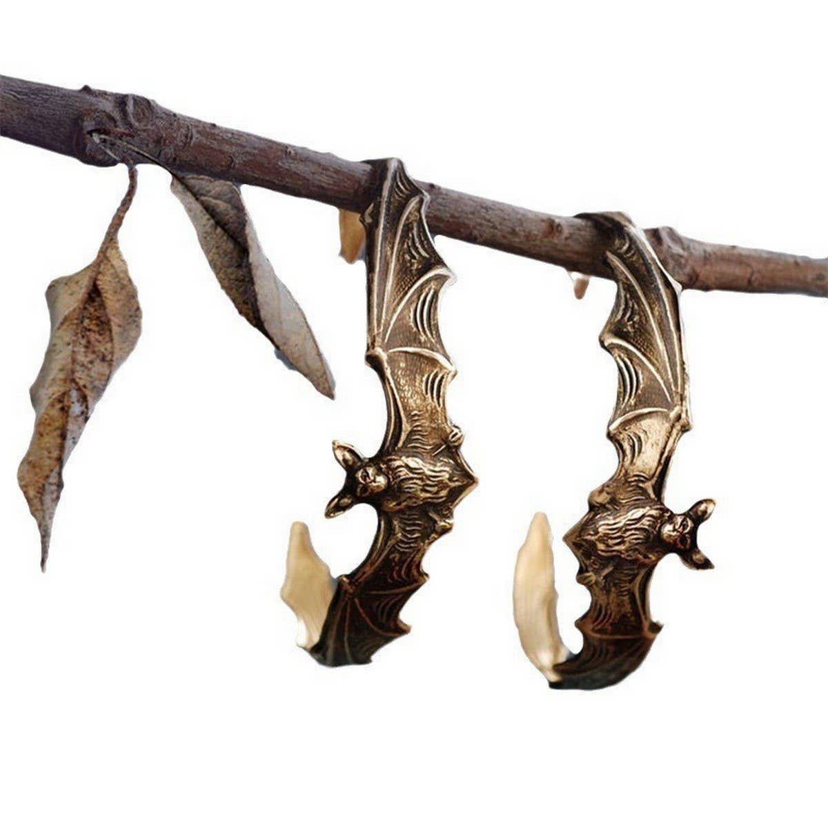 HALLOWEEN DARK VINTAGE BAT WINGS EARRINGS