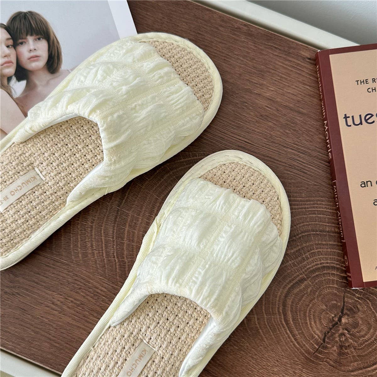 CLOUD PLEATED BUBBLE COTTON LINEN HOME SLIPPERS