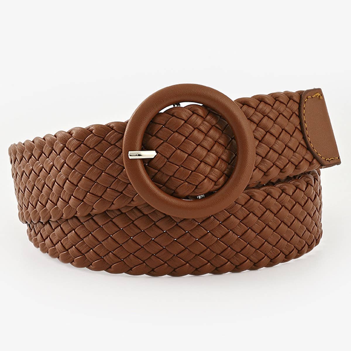 ROUND BUCKLE WOVEN BELT_CWABE0112